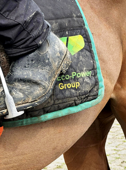 horse saddle with eco power racing logo